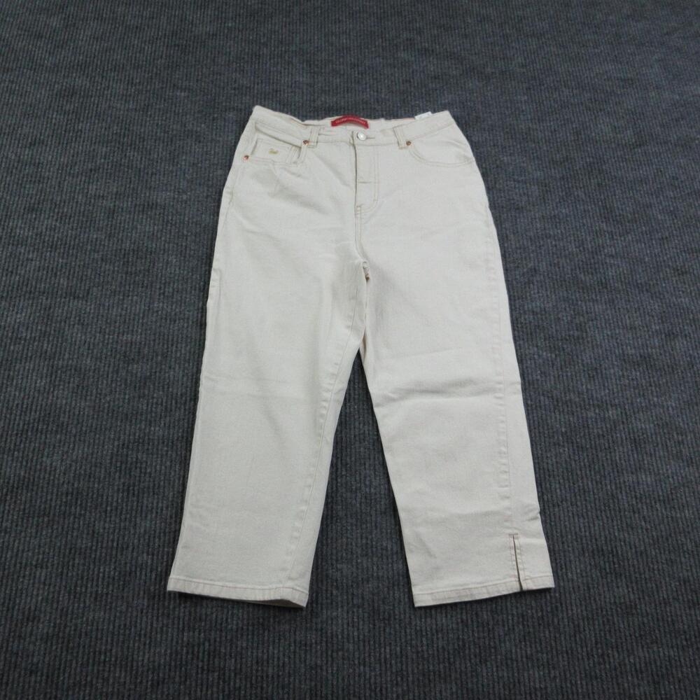 Gloria Vanderbilt Pants Womens 8 White Cropped Straight Stretch Pockets 28x20.5*